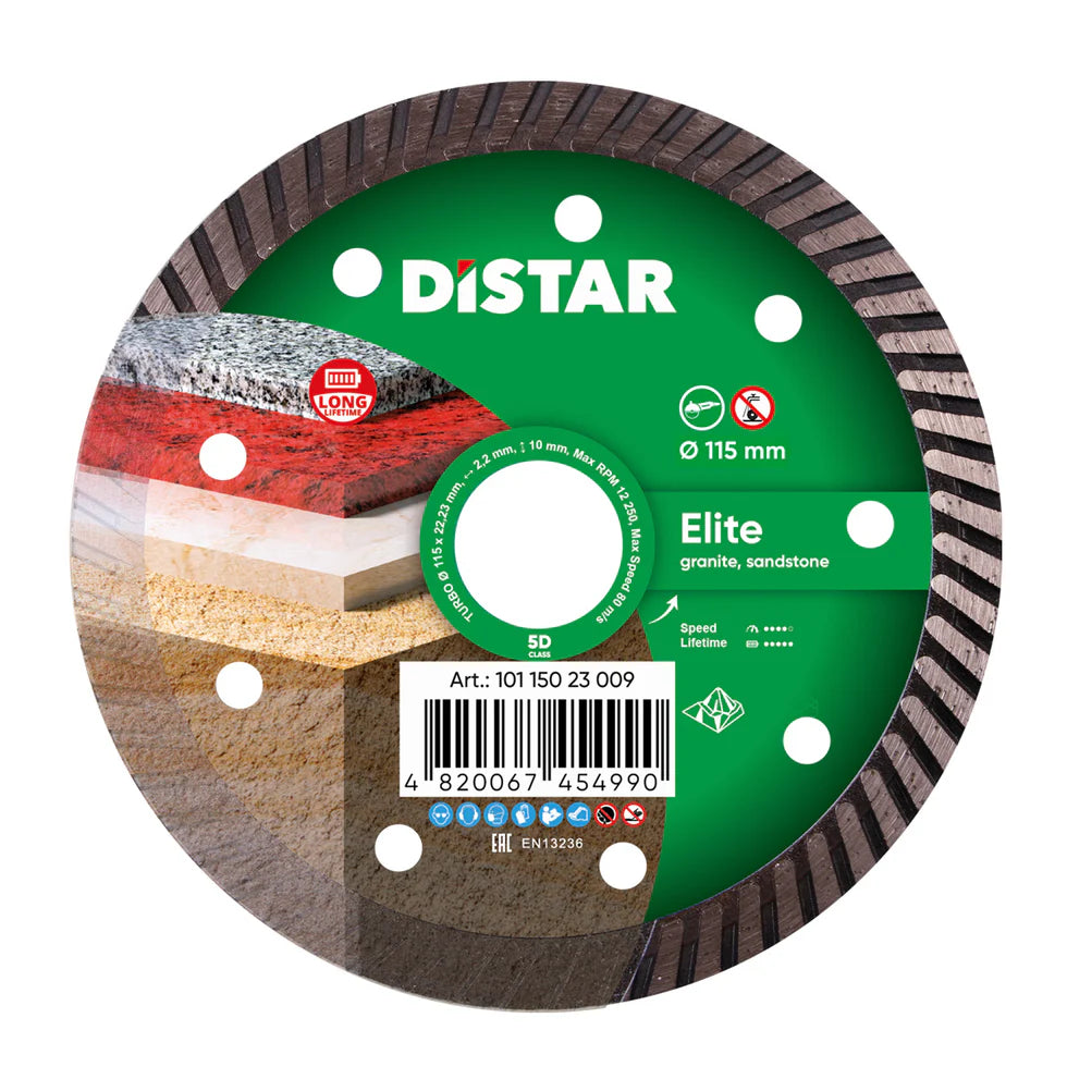 DiStar Elite Turbo Diamond Blade 4.57 for Colored Granite Fast, Long-Lasting Cuts