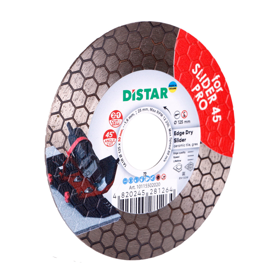 DiStar Edge Dry Slider Diamond Blade 5" – 45° Dry Cutting Blade for Ceramic & Porcelain