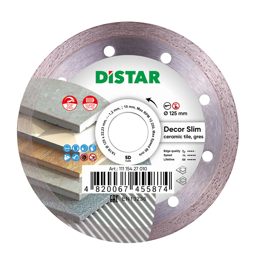 DiStar DECOR SLIM 5D Diamond Blade 4.5"–5" – Ultra-Thin Tile Cutting Blade for Ceramic & Porcelain