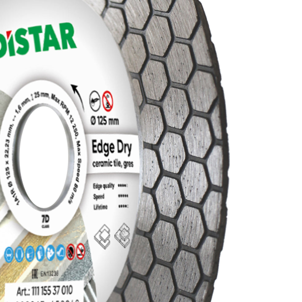 DiStar Edge Dry Diamond Blade 4.5"–5" – 45° Dry Tile Cutting Blade for Ceramic & Porcelain