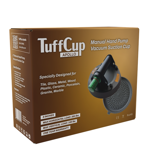 TuffCup Apollo 8" Manual Hand Pump Suction Cup – Heavy-Duty Vacuum Lifter for Stone, Glass & Tile