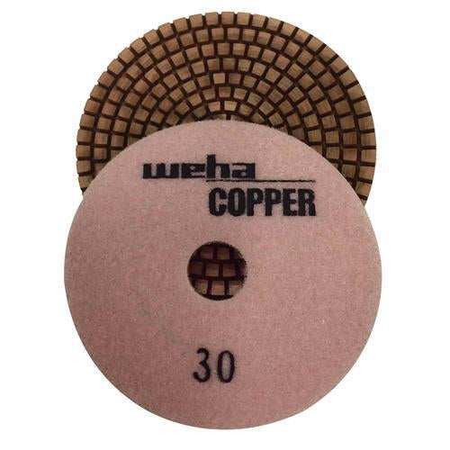 Weha 4 inch Copper Bonded Diamond Polishing Pad for Granite and Marble - in use
