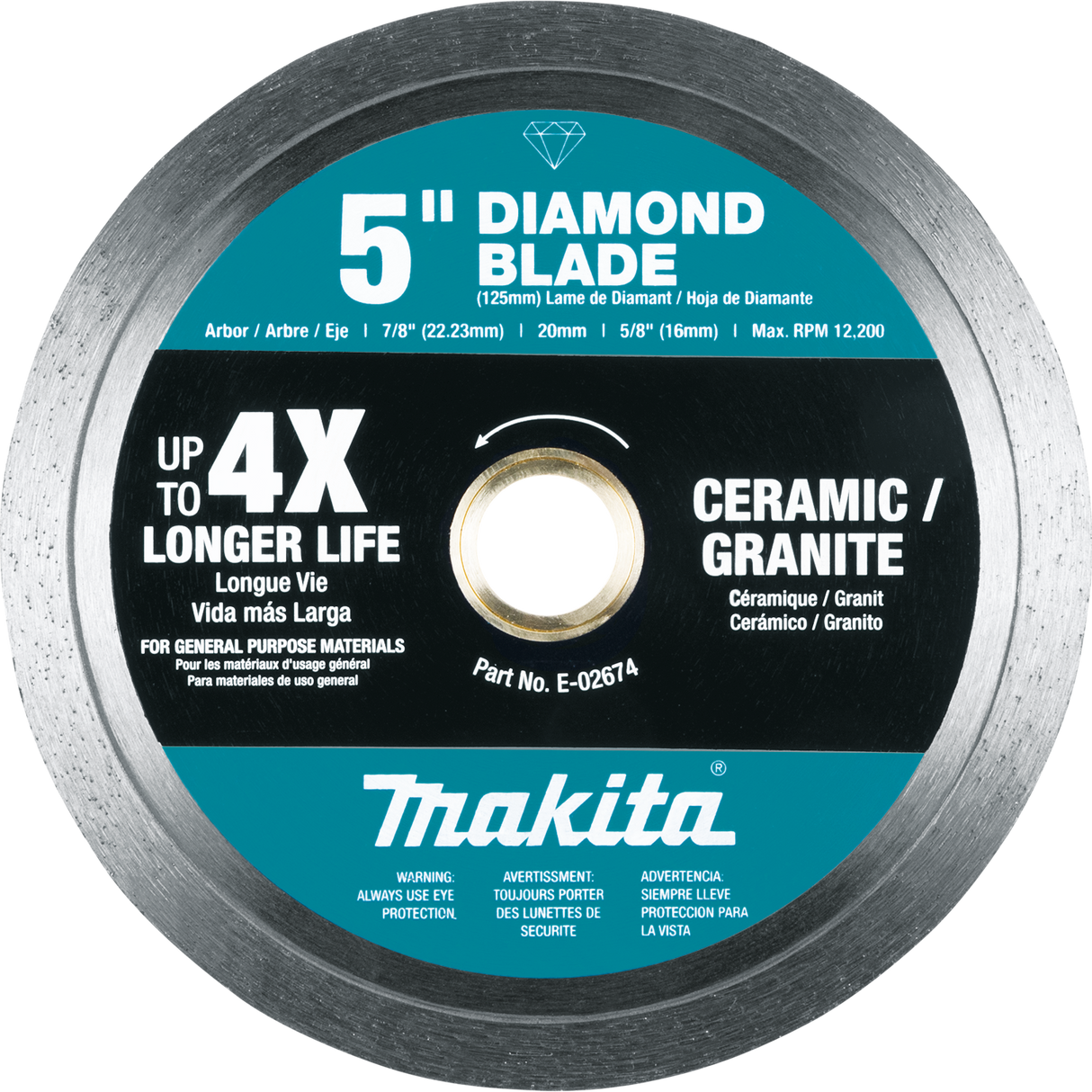 Makita 5" Diamond Blade — Continuous Rim, General Purpose (E-02674)