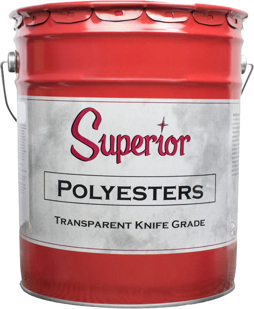 Superior Polyester Transparent Flowing Adhesive — 5 Gallon Pail