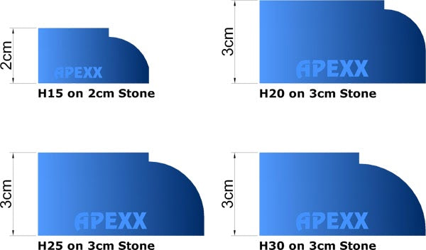 APEXX™ Continuous-Rim Router Bits Shape H (DuPont) H Brass-Core Router Bits