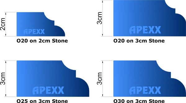 APEXX Continuous-Rim Router Bits Shape O (Cove DuPont) Brass-Core Router Bits - side view
