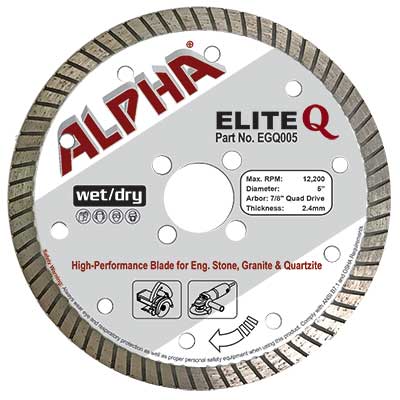 Elite Q Turbo Rim Wet/Dry Cutting Blade for Eng. Stone, Granite & Quartzite