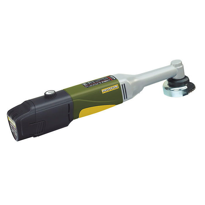 Proxxon LHW/A Cordless Angle Grinder side view with battery