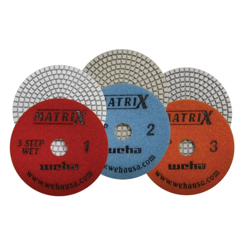 Weha 4 inch Matrix 3-Step Diamond Polishing Pad for Granite and Marble