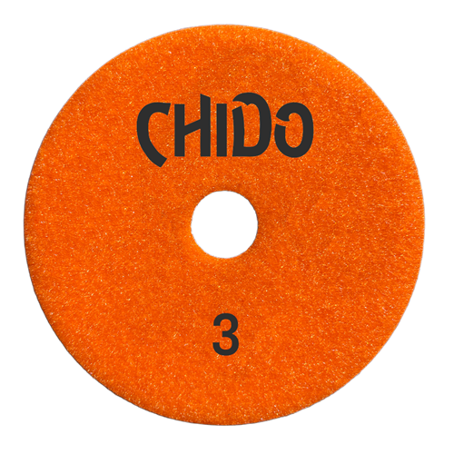 Tenax Chido 4 Inch 3 Step Polishing Pad for Granite and Quartz - in use