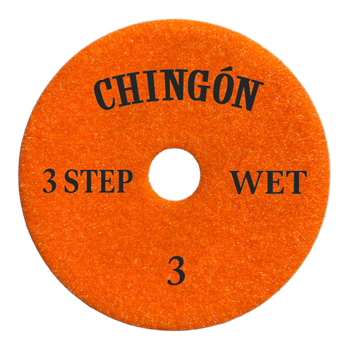 Tenax Chingon 4 Inch Premium 3 Step Polishing Pad for Granite and Quartz - in use
