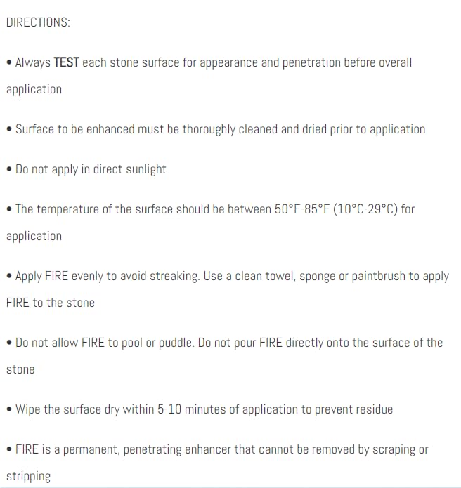 Superior FIRE Instant Color Enhancement For EXOTIC Natural Stone