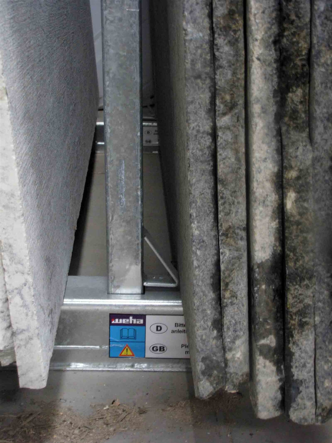 Weha 60 Replacement Poles for Bison Rack for Stone Fabrication Shop - side view