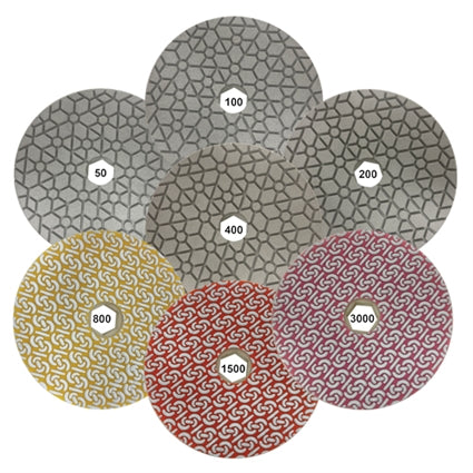 Weha 6" Marble Polishing Package: Set of 21 Pads 50-3000