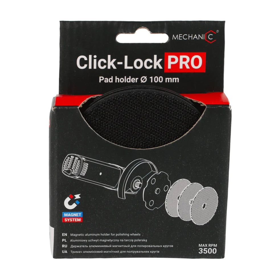 Click-Lock PRO 4 Magnetic Pad Holder Quick Change System for Angle Grinder Polishing - side view