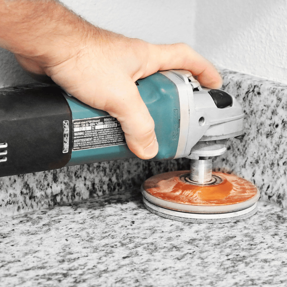 Omni Cubed No-Spin Edger Patented Edge Polishing Tool (5 Inch) - close-up detail