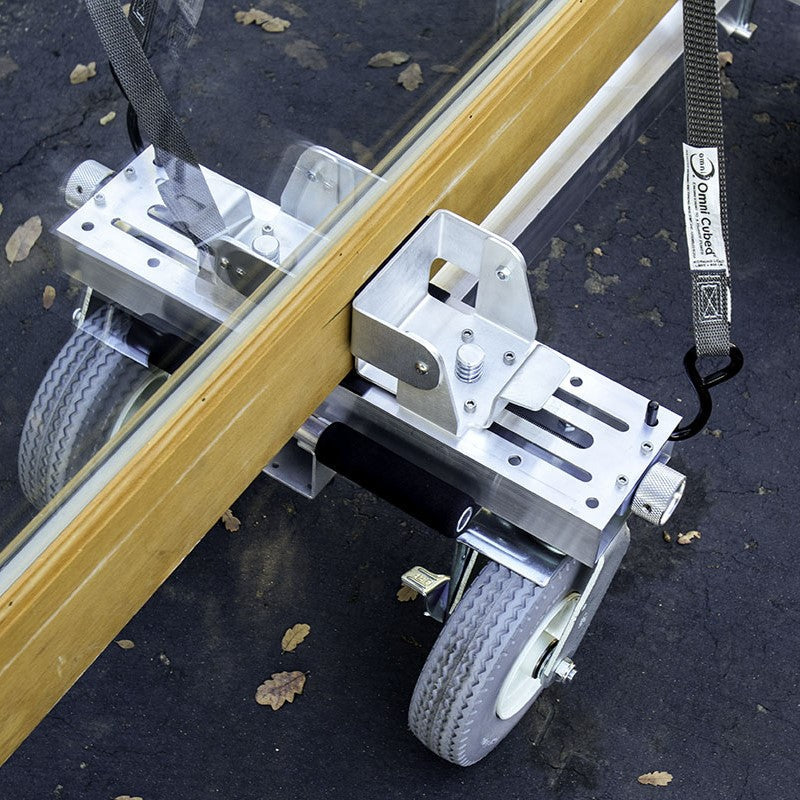 Omni Cubed Terra Trek Glass Cart 750 lb All-Terrain Glass Transport Cart - in use