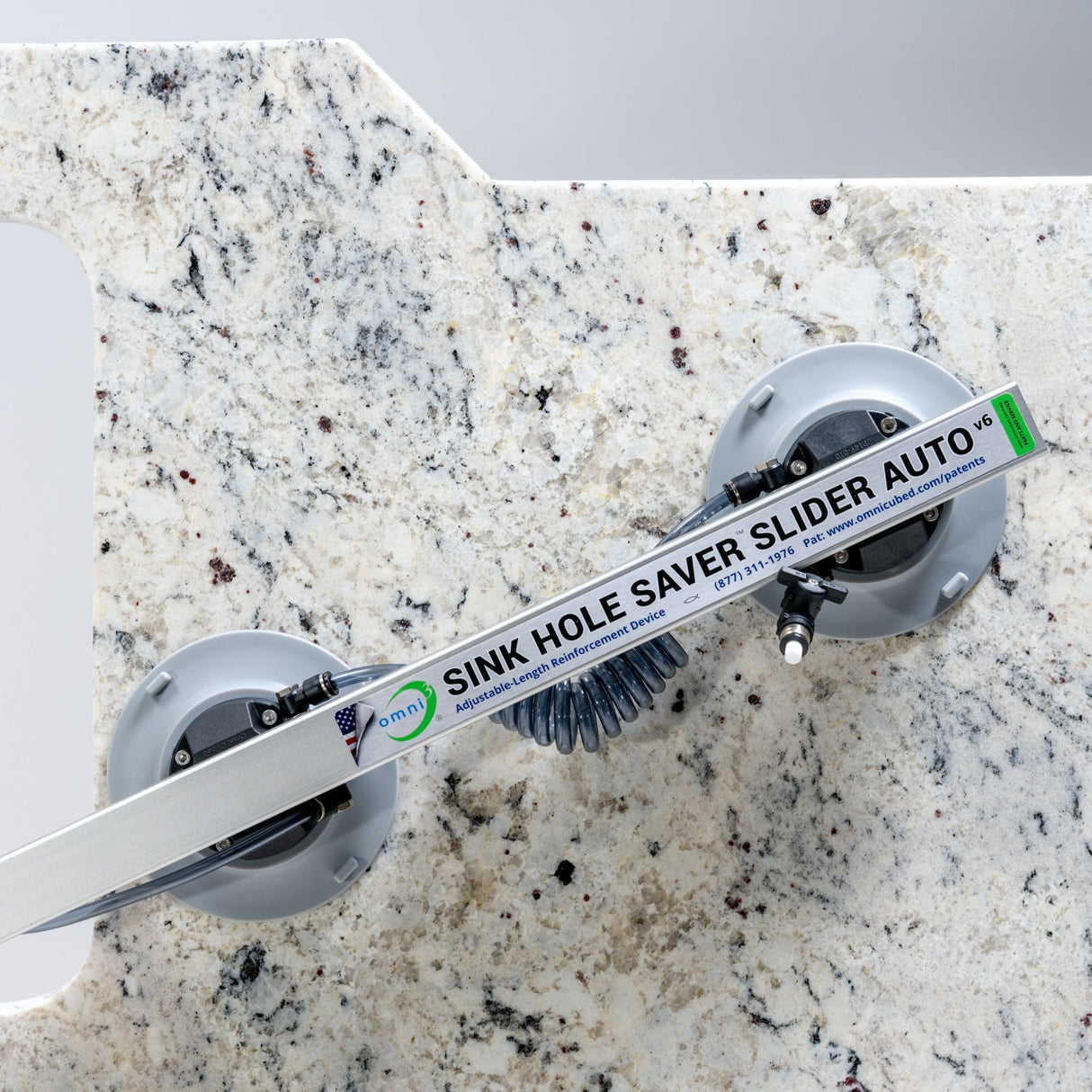 Omni Cubed Sink Hole Saver Slider v6 Adjustable Countertop Reinforcement - close-up detail