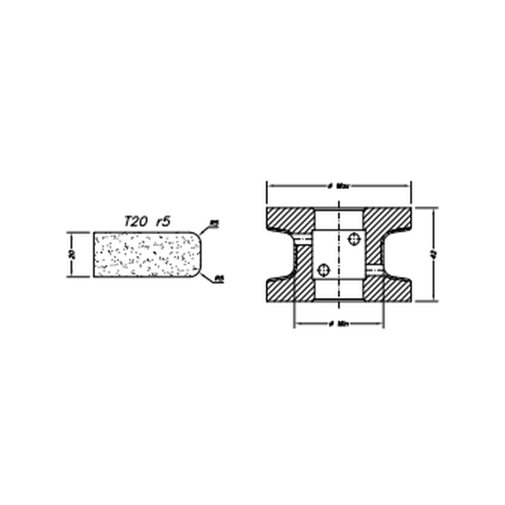 Marmo Elettromeccanica T20 r5 Flat Bevel - 20mm Diamond Profiling Wheel - Line 40 CNC Bore 22mm