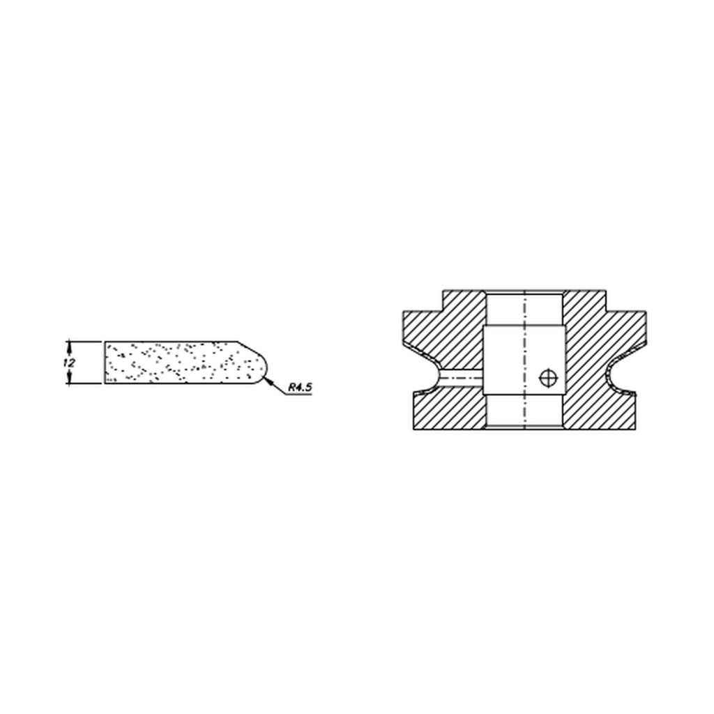 Marmo Elettromeccanica X+D12 Double Shark Nose - 12mm Diamond Profiling Wheel - Line 40 CNC Bore 22mm