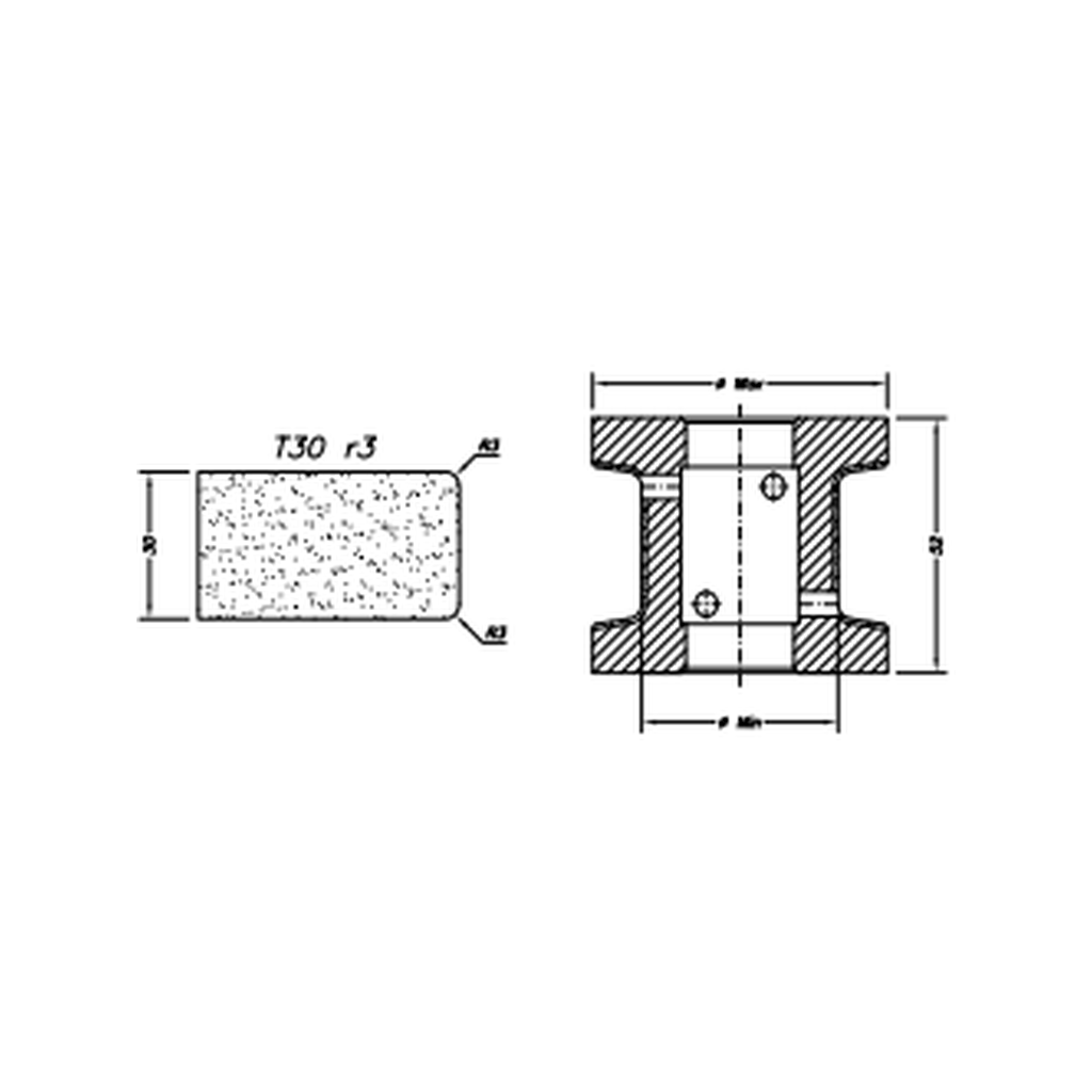 Marmo Elettromeccanica T30 r3 Flat Bevel - 30mm Diamond Profiling Wheel - Line 40 CNC Bore 22mm