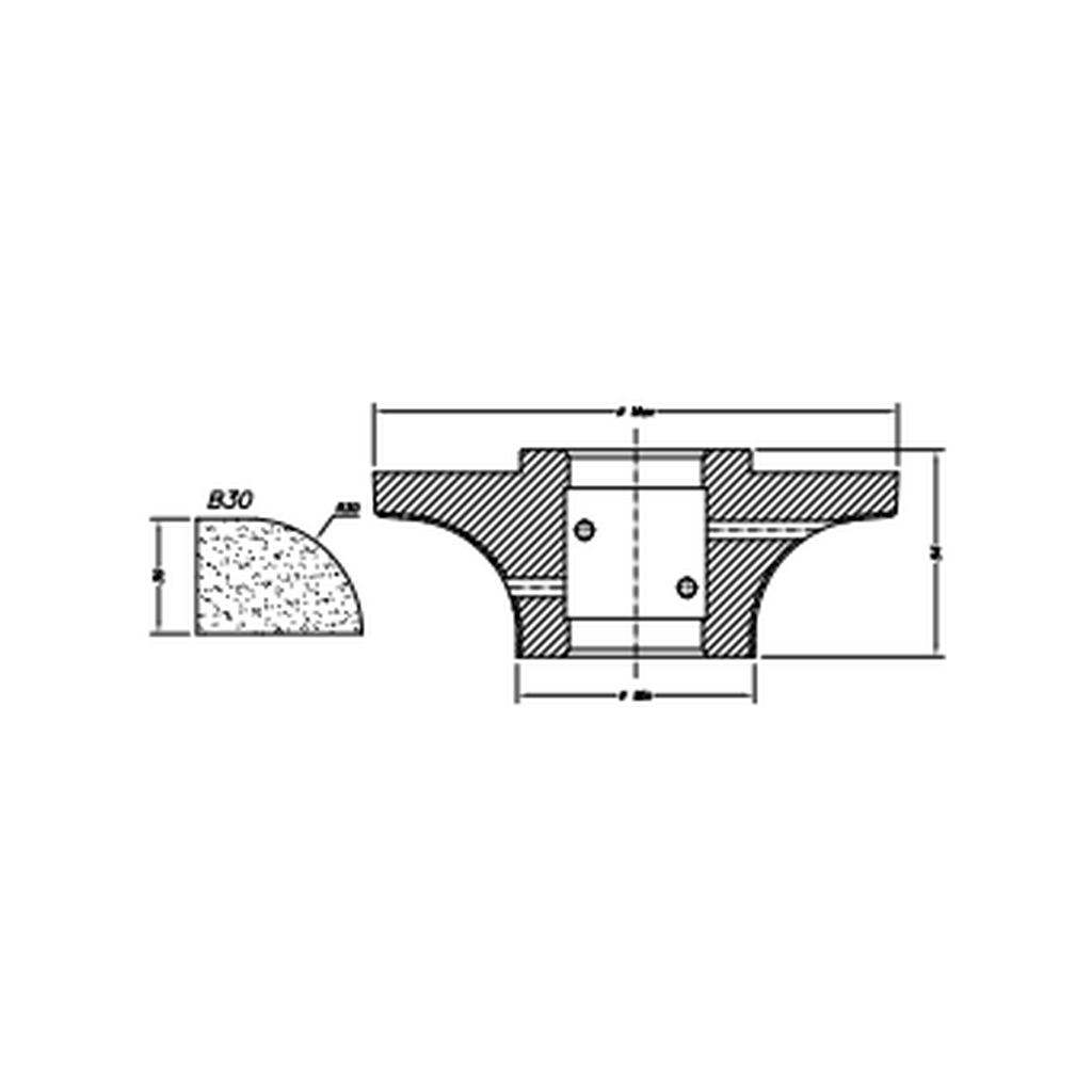 Marmo Elettromeccanica B30 Demi Bullnose - 30mm Diamond Profiling Wheel - Line 60 CNC Bore 35mm