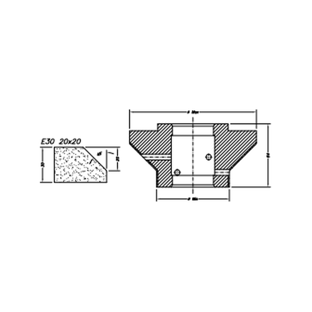 Marmo Elettromeccanica E30 20x20 Bevel Edge - 30mm Diamond Profiling Wheel - Line 60 CNC Bore 35mm
