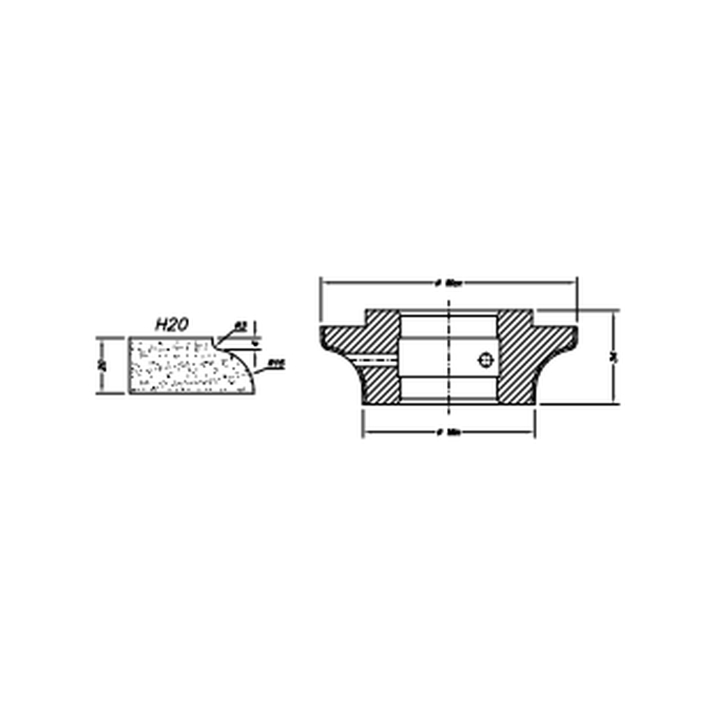 Marmo Elettromeccanica H20 Dupont - 20mm Diamond Profiling Wheel - Line 60 CNC Bore 35mm