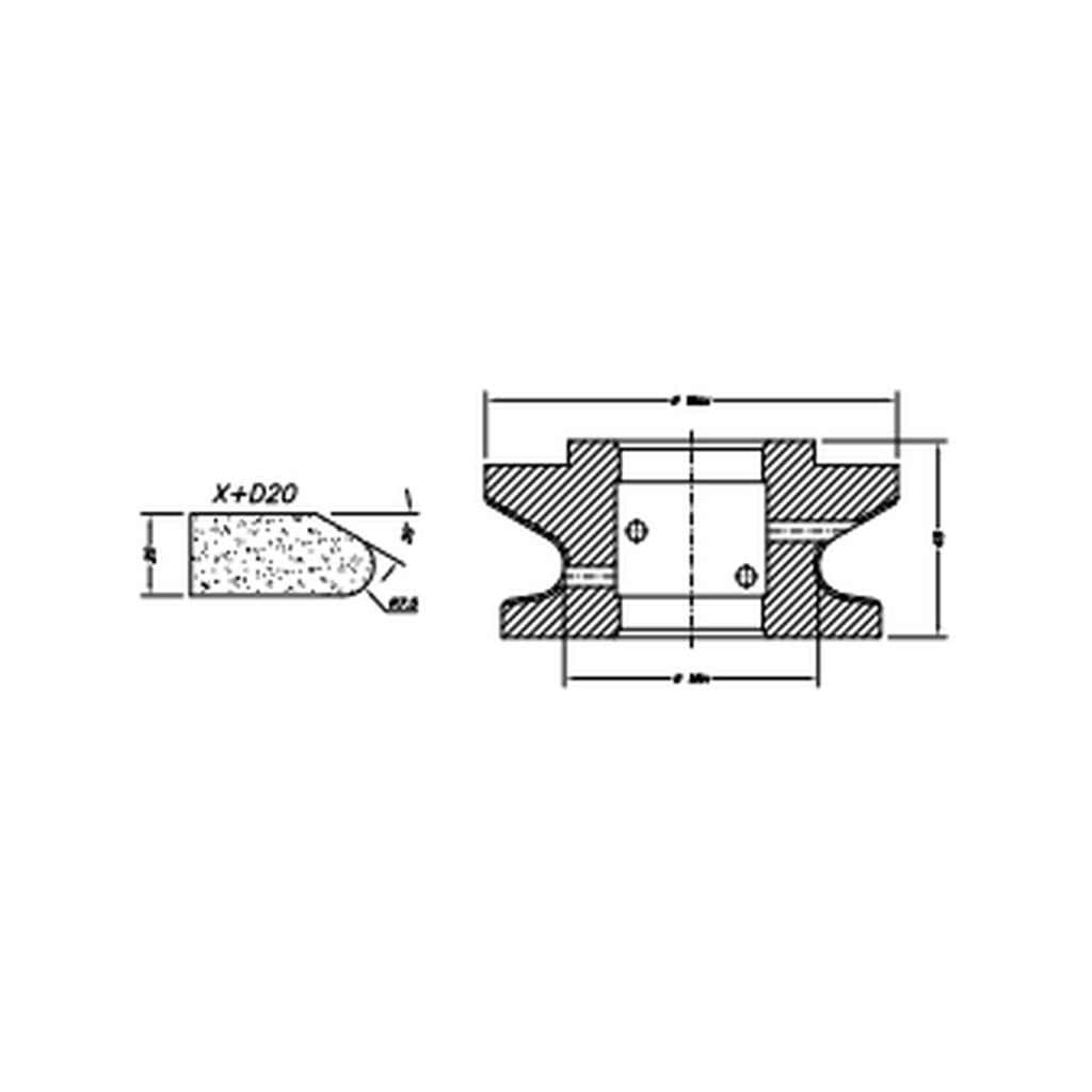 Marmo Elettromeccanica X+D20 Double Shark Nose - 20mm Diamond Profiling Wheel - Line 60 CNC Bore 35mm