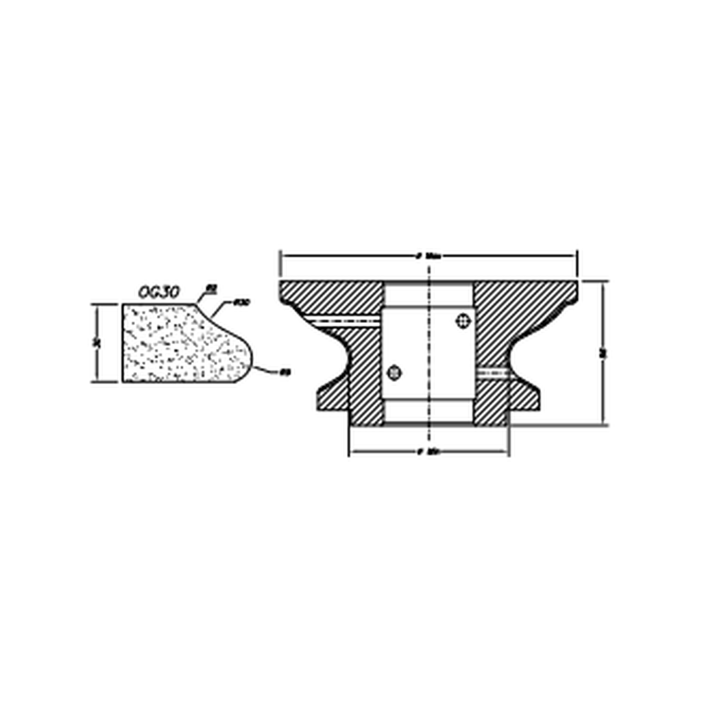 Marmo Elettromeccanica OG30 Ogee Bullnose - 30mm Diamond Profiling Wheel - Line 60 CNC Bore 35mm