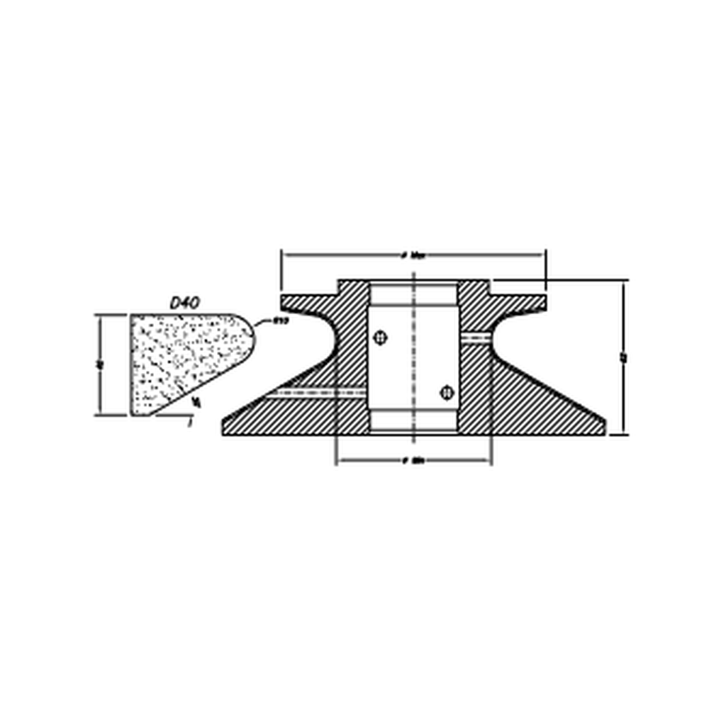 Marmo Elettromeccanica D40 Shark Nose - 40mm Diamond Profiling Wheel - Line 60 CNC Bore 35mm