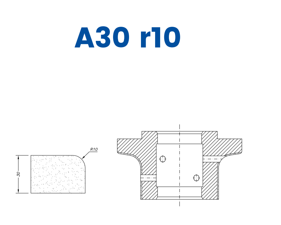 A30 r10 (30mm r10 Round Edge (? Radius - Line 60 (Bore 35))
