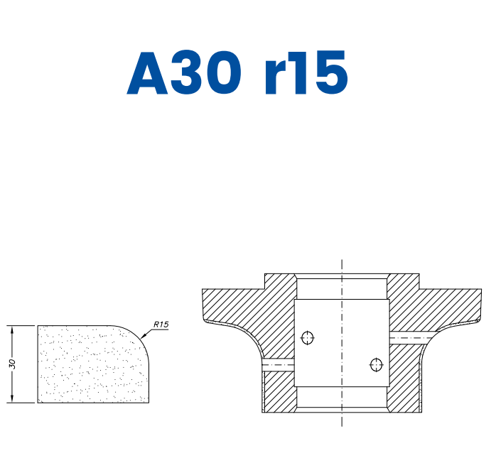 A30 r15 (30mm Half Bullnose - Line 60 (Bore 35))