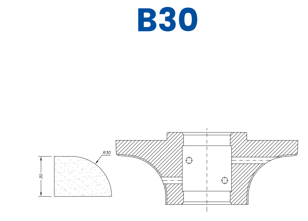 B30 (30mm Demi Bullnose - Line 60 (Bore 35))