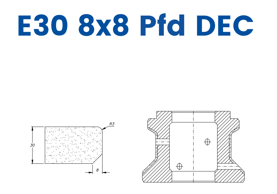 E30 8x8 PFD DEC (30mm Closed 1/3 Bevel - Line 60 (Bore 35))