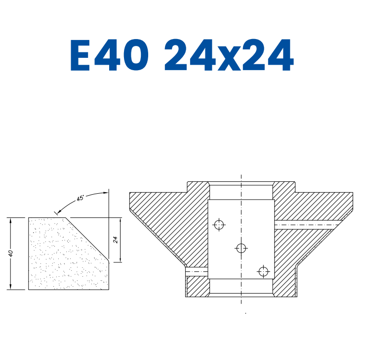 E40 24x24 (40mm 2/3 Bevel - Line 60 (Bore 35))