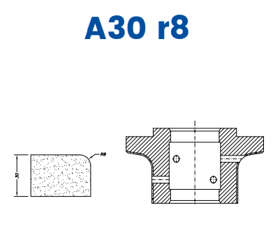 A30 r8(30mm r8 Eased Edge (¼ Radius) - Line 60 (Bore 35))