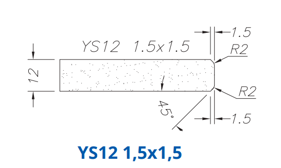 YS12 1,5X1,5(12mm Double Chamfer 1.5x1.5 - Router Bits)