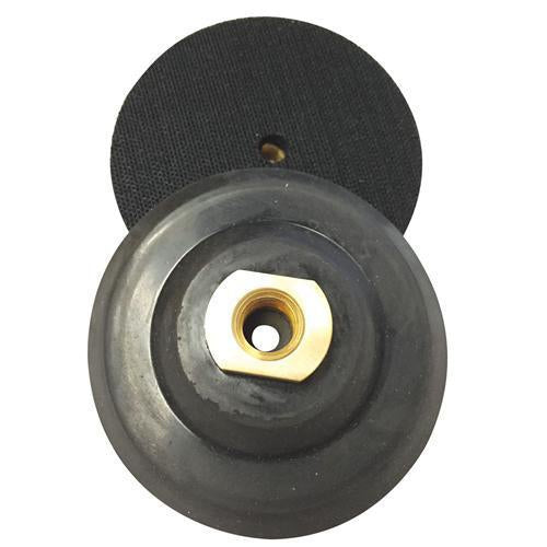 Weha 4 inch MidFlex Hook and Loop Back Up Pad 5/8-11 Brass Thread for Polishing - side view