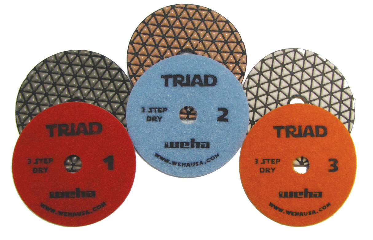 WEHA 4" Triad 3 Step Dry Diamond Polishing Pads