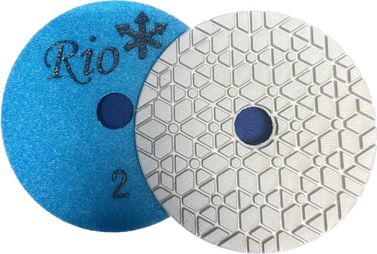 RIO 4 Inch GEO 3-Step Polishing Pad for Granite and Stone Finishing - in use