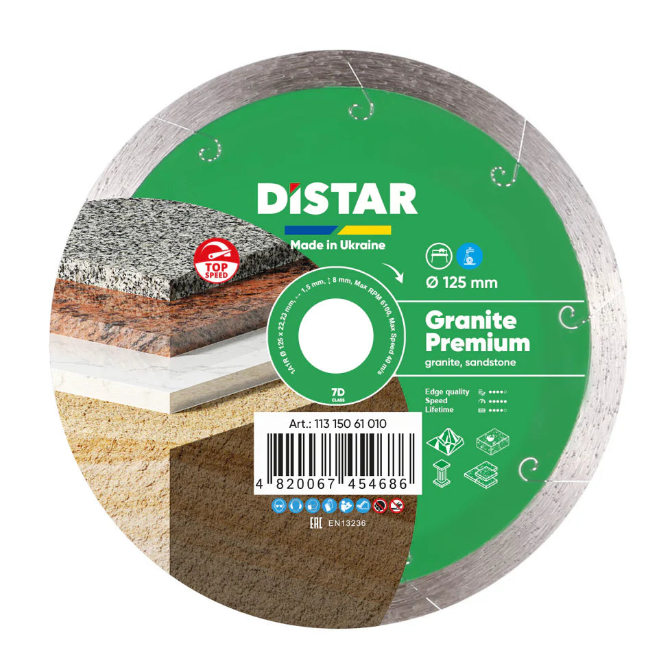 DiStar Granite Premium Diamond Blade 5"–16" – Wet Cutting for Granite, Marble & Stone