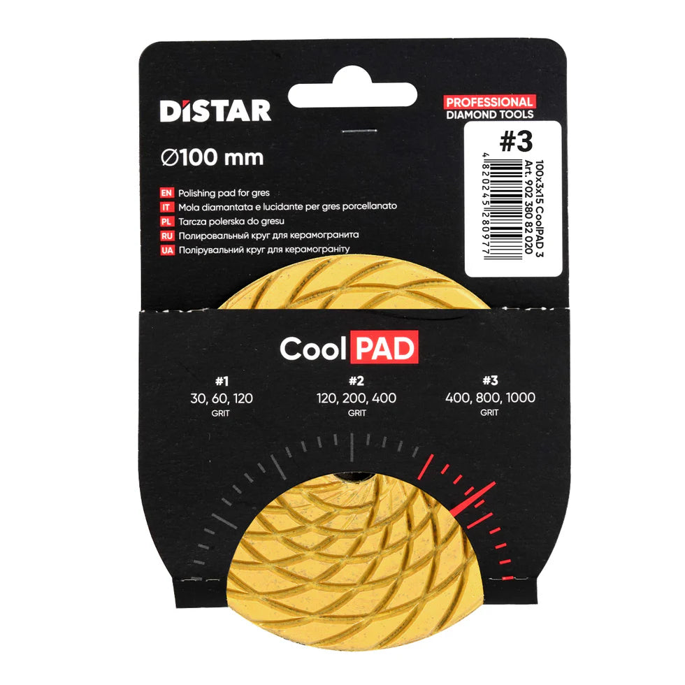 DiStar CoolPAD 4" Polishing Pad for Ceramic & Porcelain – Dry Grinding Diamond Disc