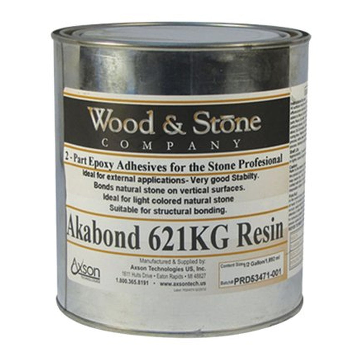 Wood & Stone Akabond 621 KG Part A — Clear Knife-Grade Epoxy Resin for Stone (1/2 Gallon)