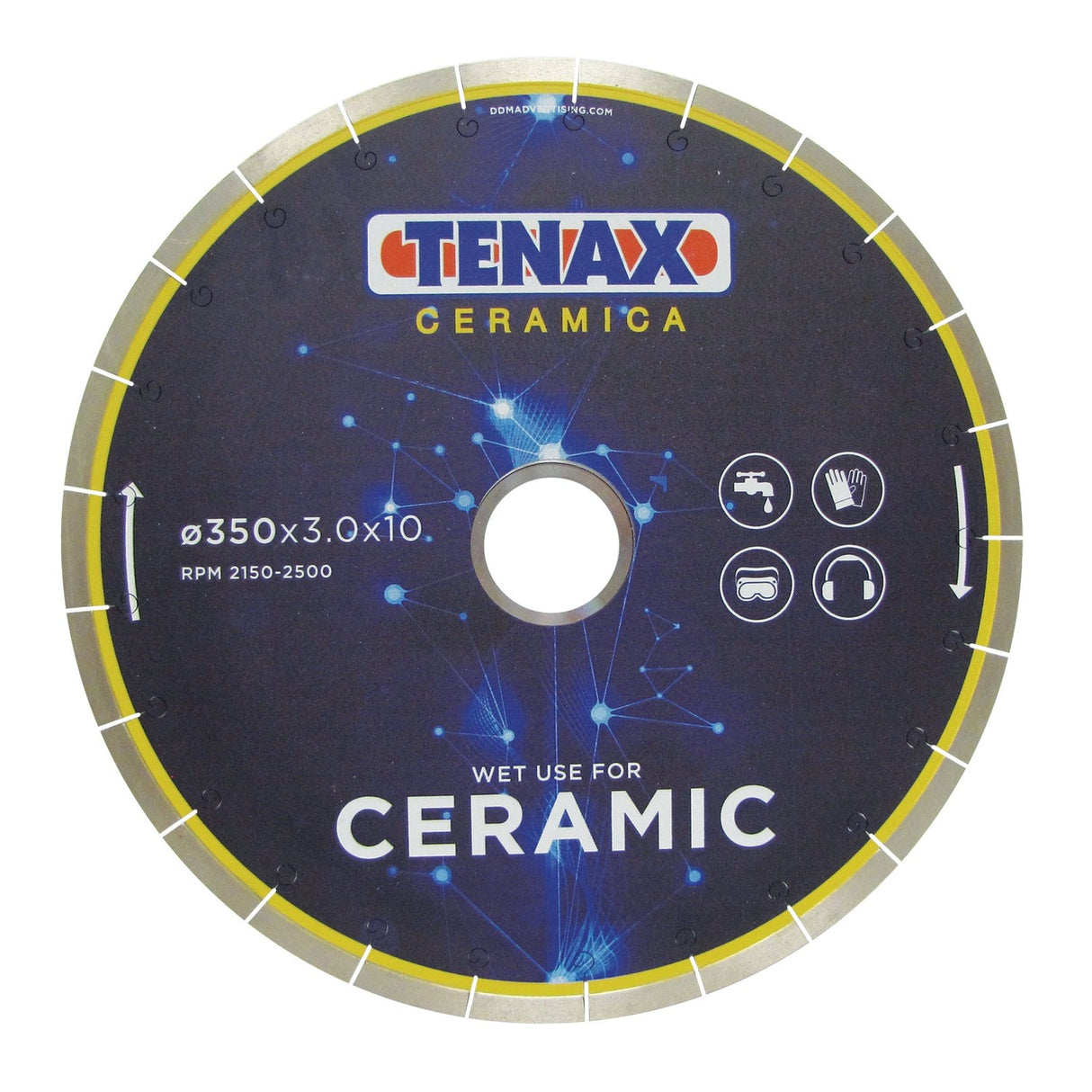 Tenax Ceramic & Porcelain 12" Bridge Saw Blade — Wet-Cut Sintered Stone, Porcelain & Dekton