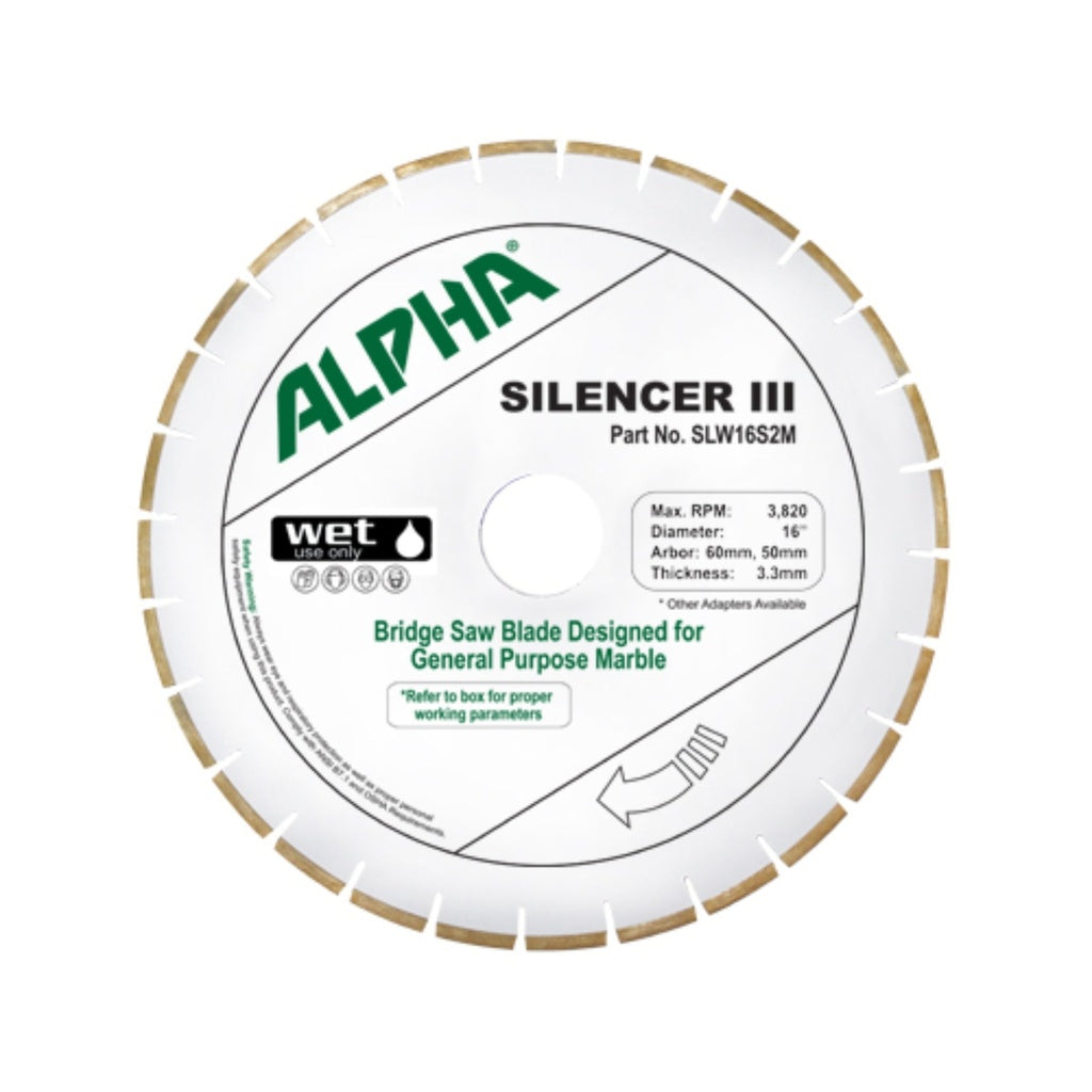 Alpha Silencer III Bridge Saw Blades: Quiet, Clean Stone Cutting