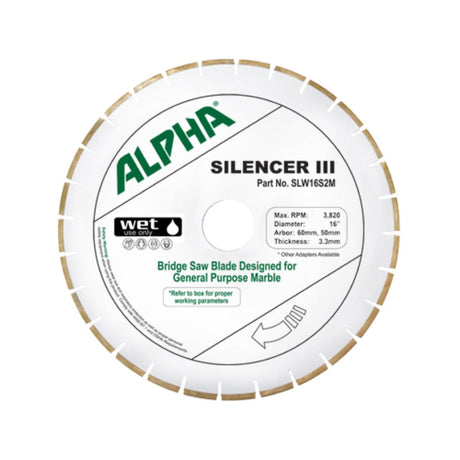 Alpha Silencer III Bridge Saw Blades: Quiet, Clean Stone Cutting