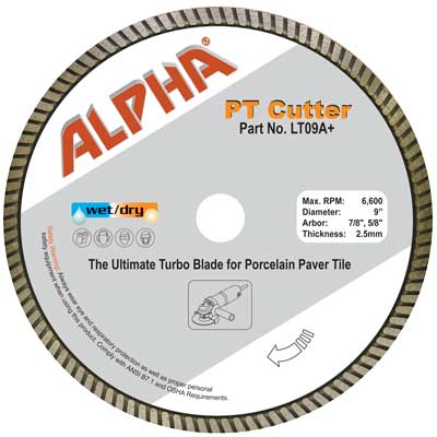 Alpha PT Cutter: Turbo Blade for Porcelain Paver Tiles