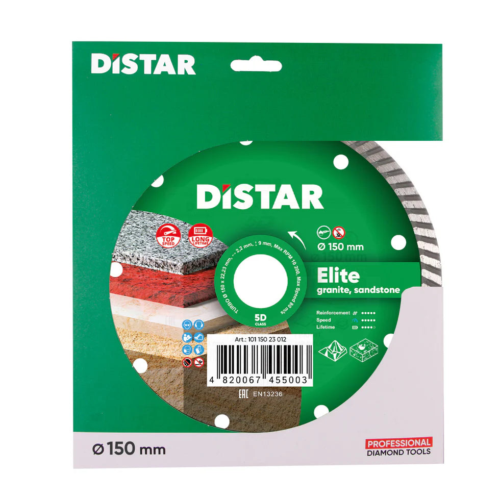 DiStar Elite Turbo Diamond Blade 4.57 for Colored Granite  Fast, Long-Lasting Cuts - dimensions