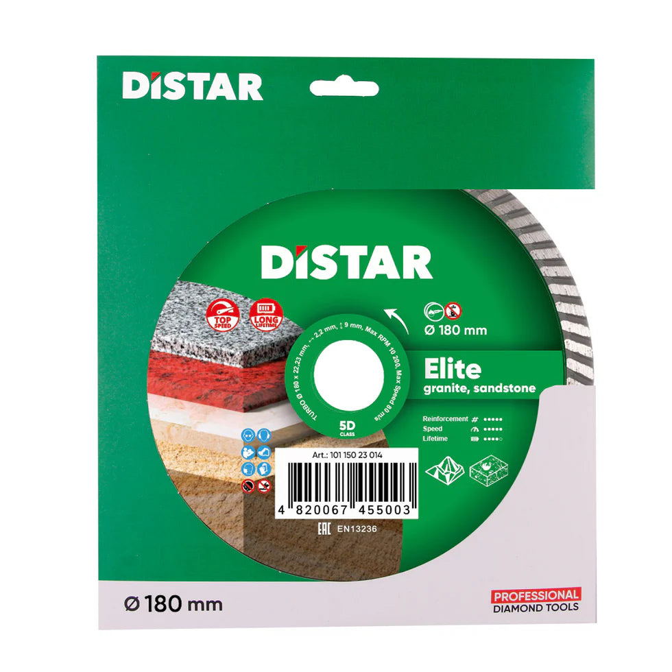 DiStar Elite Turbo Diamond Blade 4.57 for Colored Granite  Fast, Long-Lasting Cuts - packaging